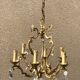 Bronze chandelier with pendants, 6 lamps.