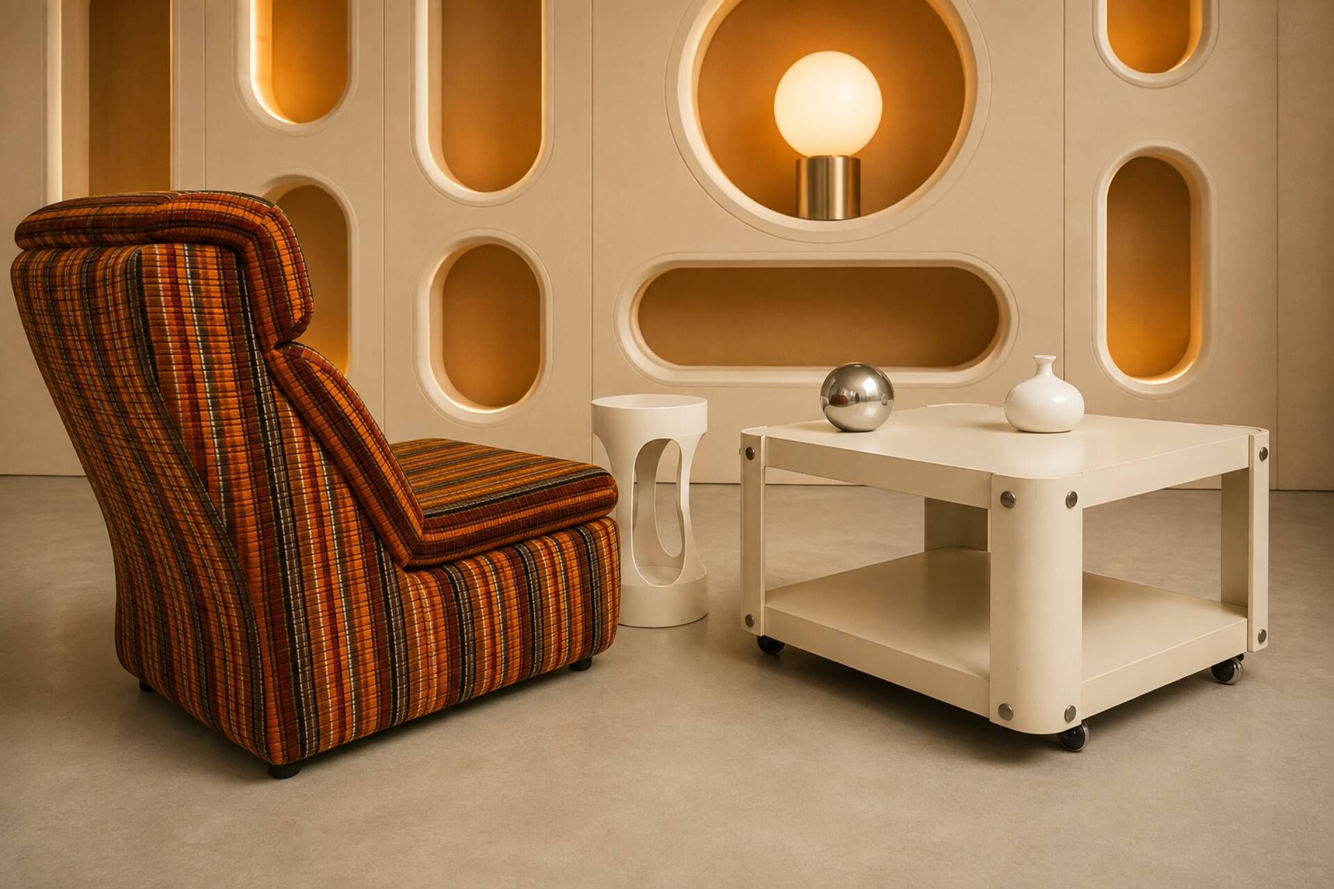 Vintage Space Age coffee table – futuristic 70s design – double pl
