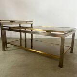 Coffee table in brass and smoked glass designed by Guy Lefèvre for the Jansen house, 1970s/80s