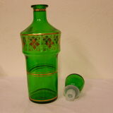 Liquor/digestive service in green and gold glass DELPRETE