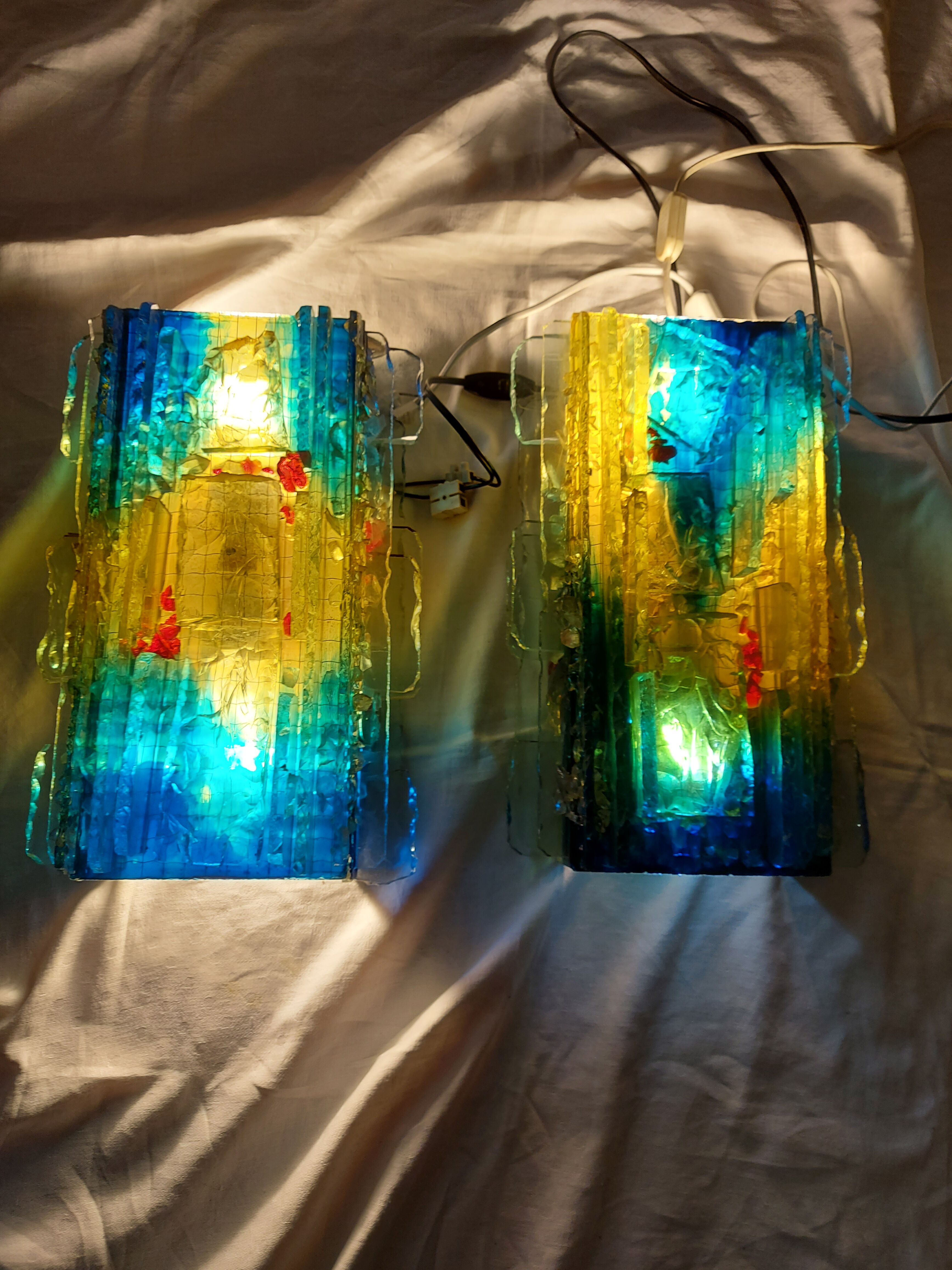 Pair of raak glass appliques, Willem Van Oyen, Chartres model