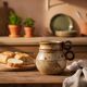 Handcrafted speckled water butter dish