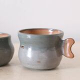 Set of 2 sandstone cups, artisanal pottery, vintage, 1980
