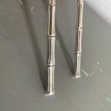 Silver metal service cutlery, bamboo model