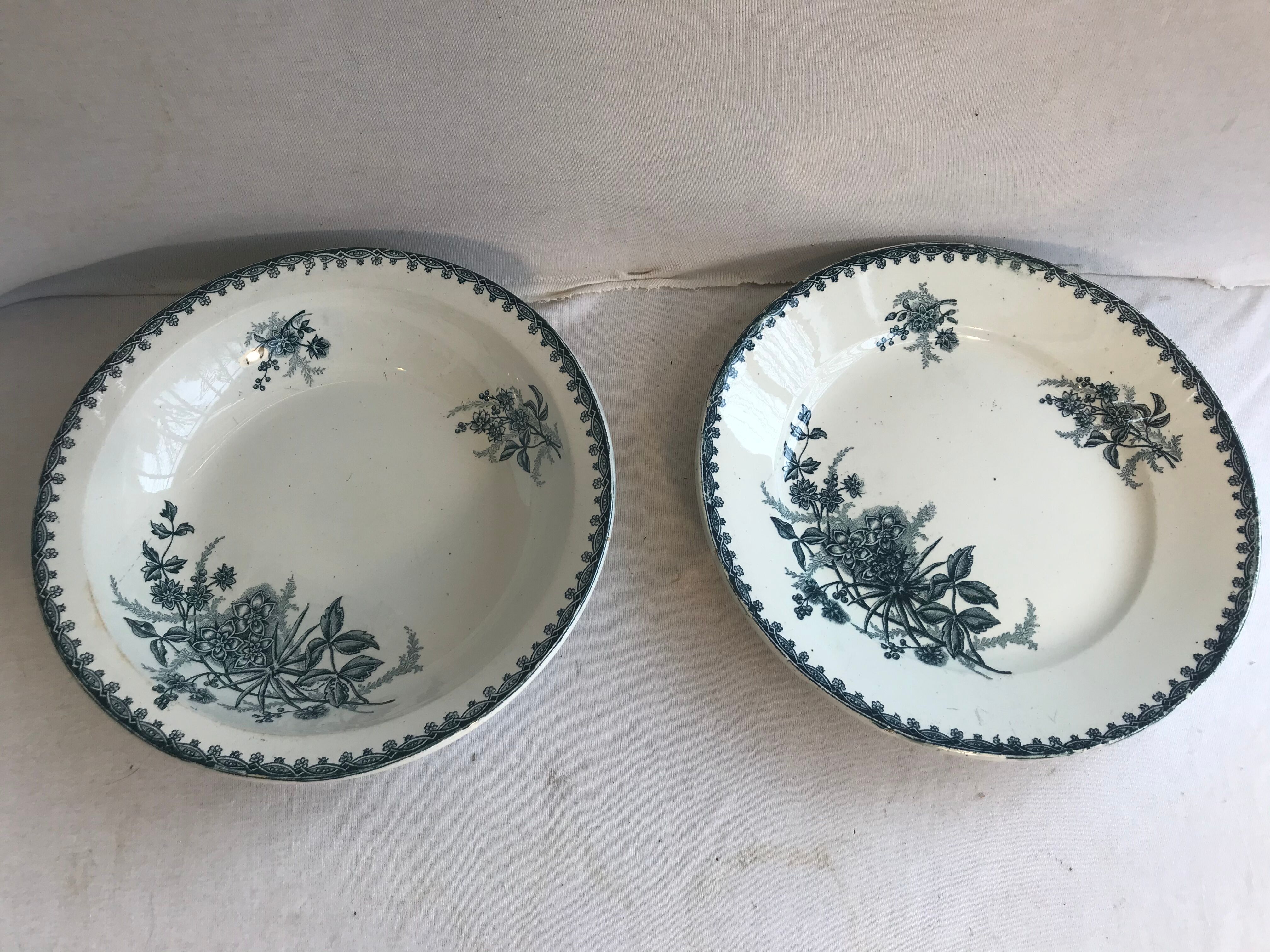 Pair ancient dishes Terre de fer