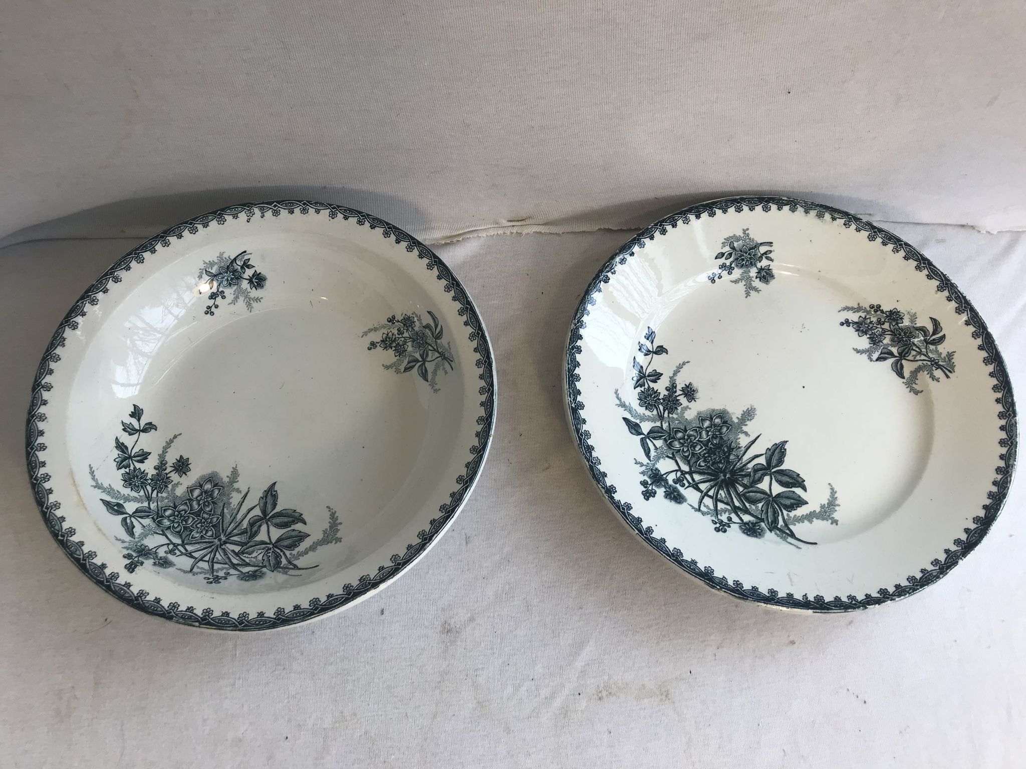 Pair ancient dishes Terre de fer