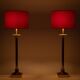 set solid Brass Table lamps Red Velvet shades 1960s France
