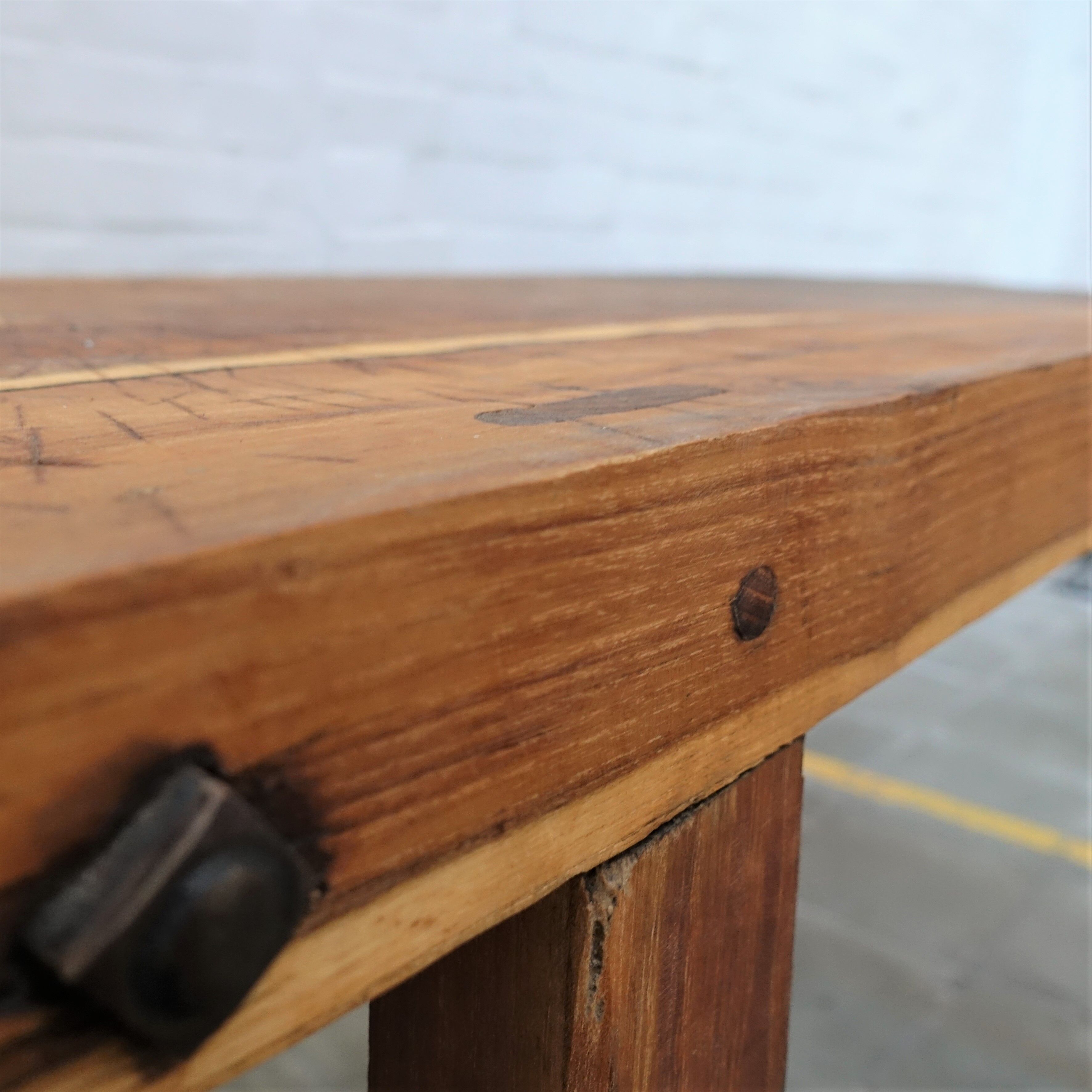 Antique industrial butcher table