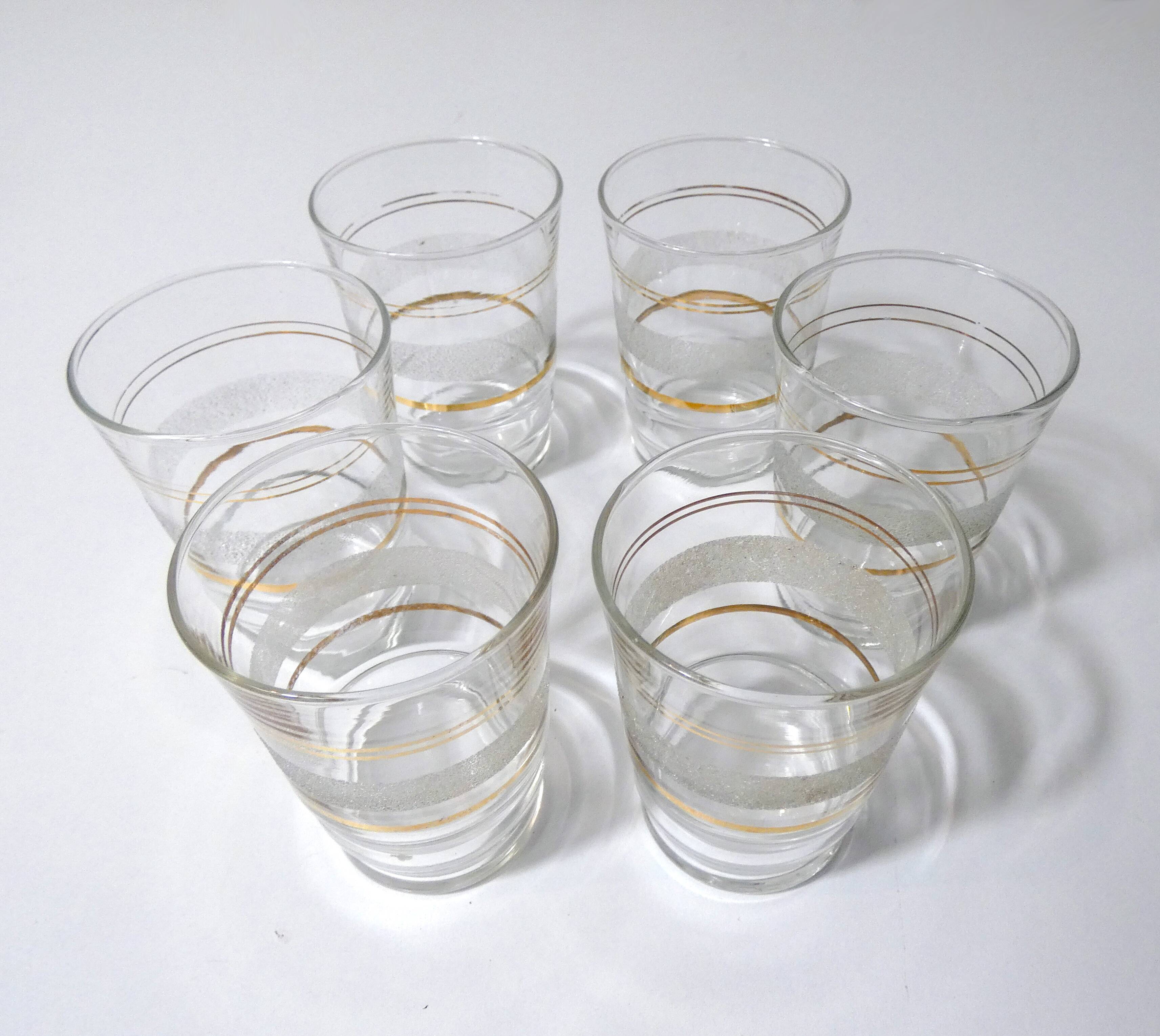 6 anciens verres granités blancs Art Déco