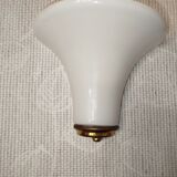 Pair of Italian wall sconces, frosted glass, brass.