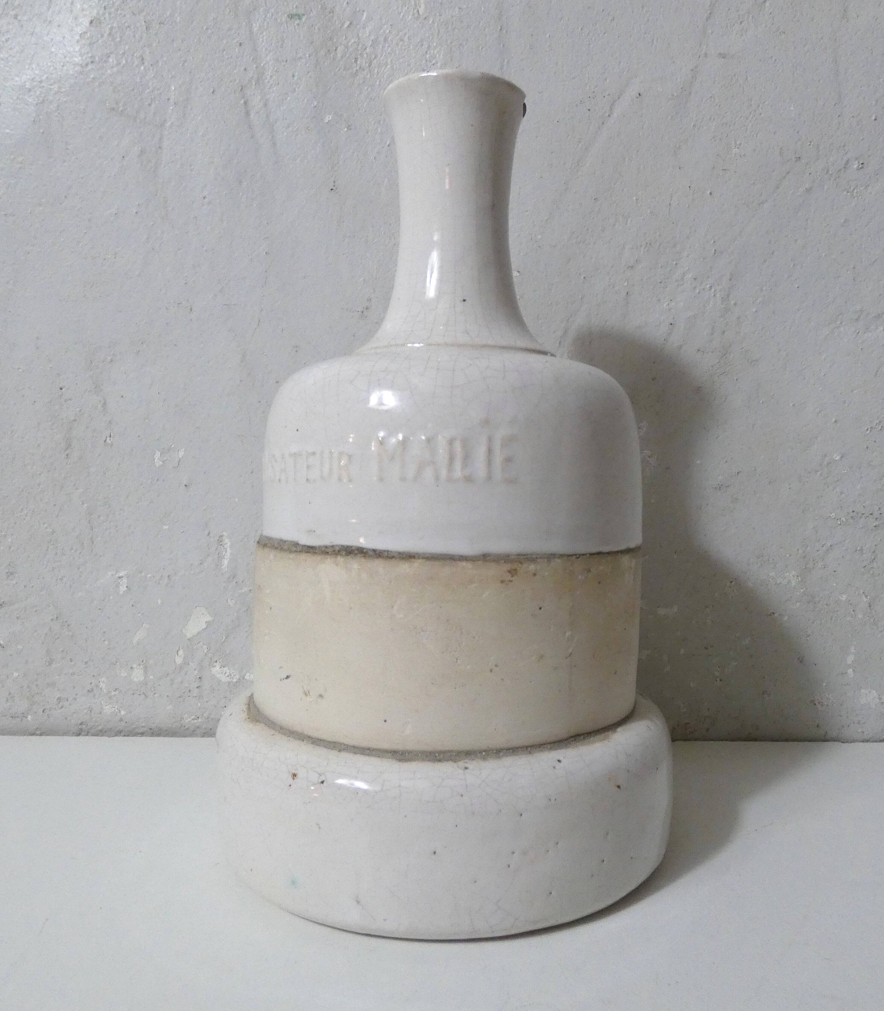 ancient stoneware soliflore vase in white