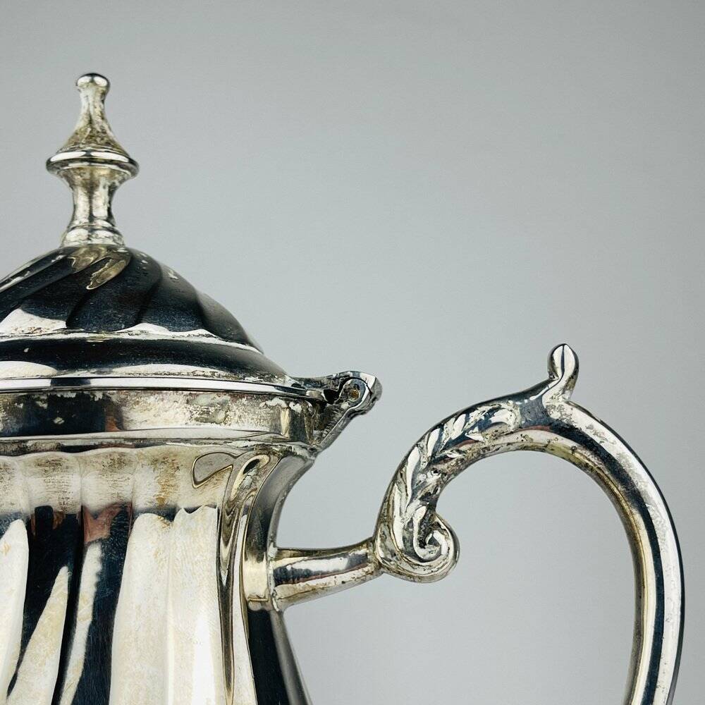 Vintage silver-plated coffee pot by Royal Sheffield, England, 1950s.