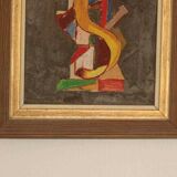 Original mid-century Swedish oil on canvas – “Layers” by Wilhelm Henning – signed & framed – 32 × 39 cm (12.6" × 15.4")