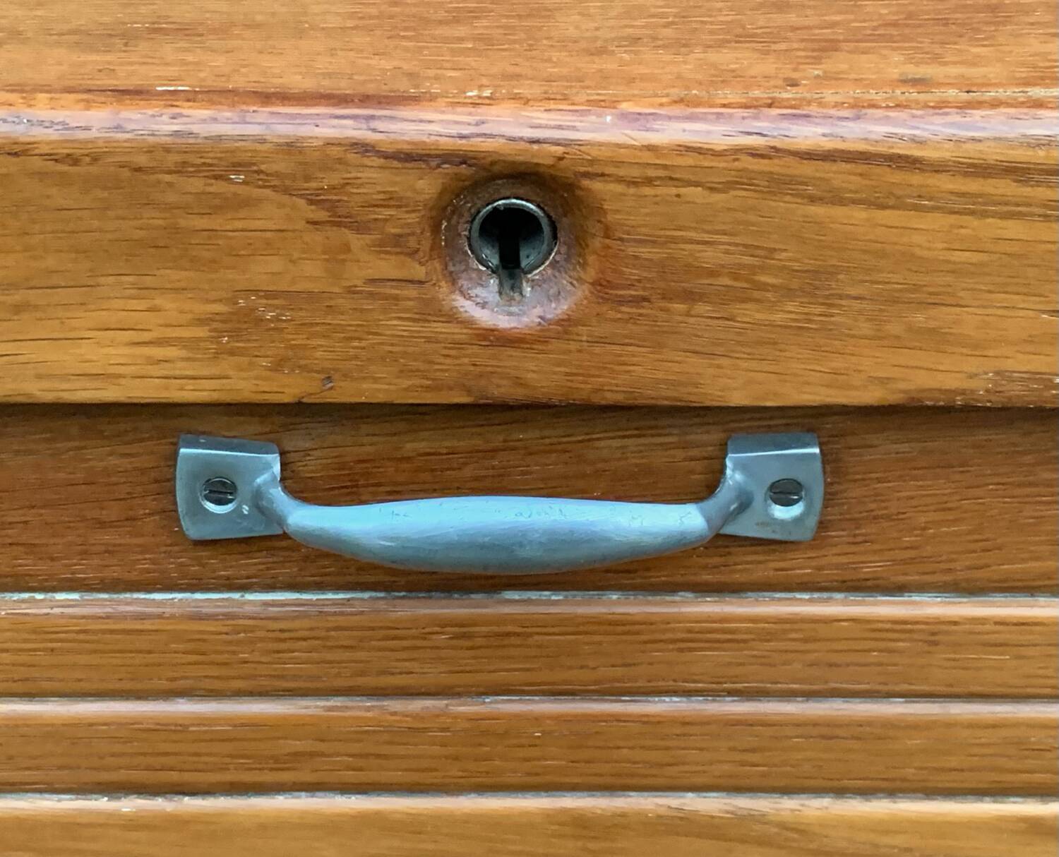 Antique oak tambour door filing cabinet, H120