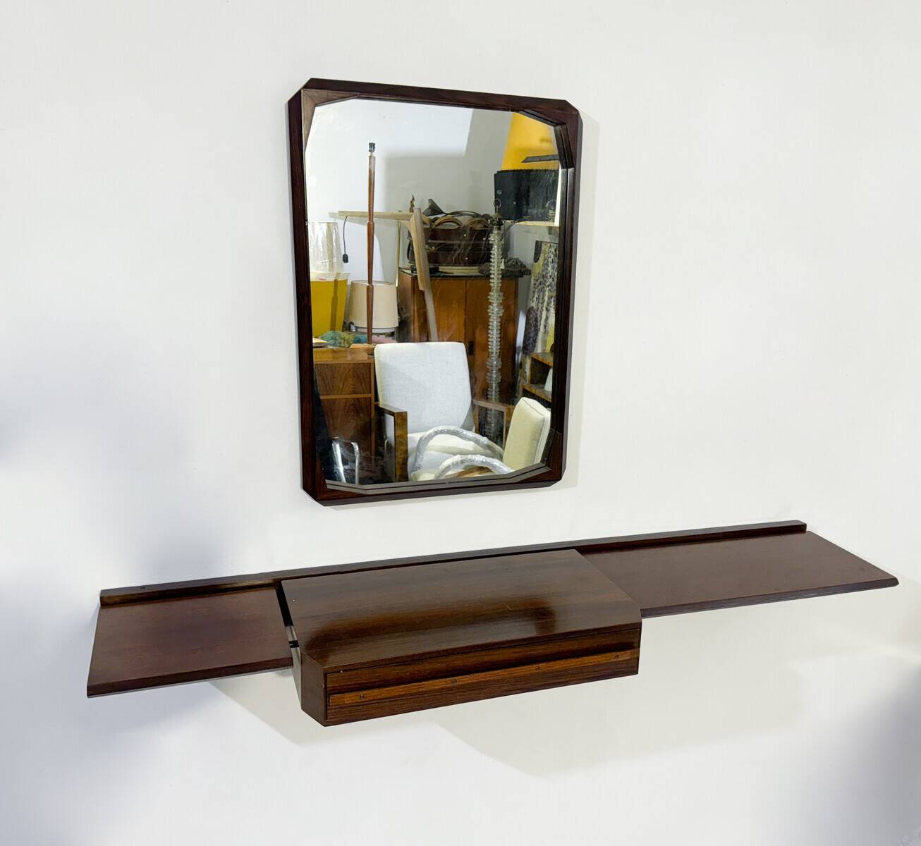 Mid-Century Modern Wall Console with Mirror, Italy, 1960s