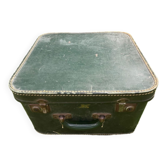 Bottle green suitcase vintage white interior