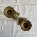 Pair of brass and plexiglass candlesticks 70s