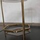 Pair of Stools / Hexagonal Side Tables – Brass & Smoked Glass – 70