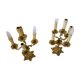 Pair of chandeliers with 5 lights, in bronze