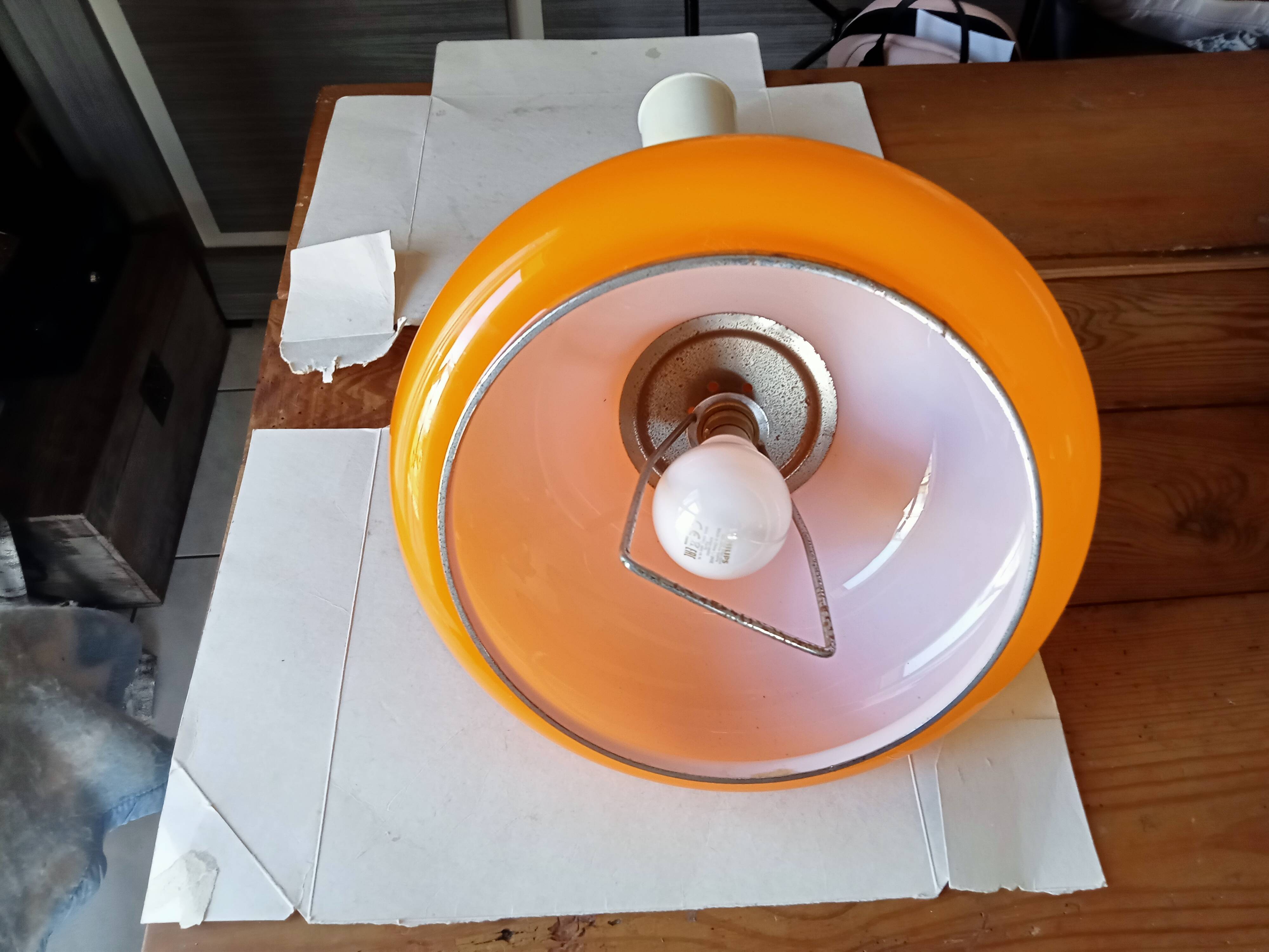 VINTAGE SUSPENSION MONTE ET DESCENDS / ORANGE GLOBE / 70s/80s