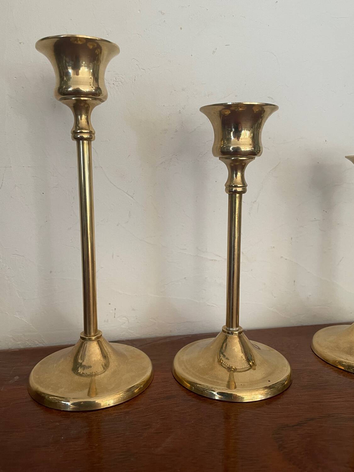 Bougeoirs scandinaves en laiton vintage