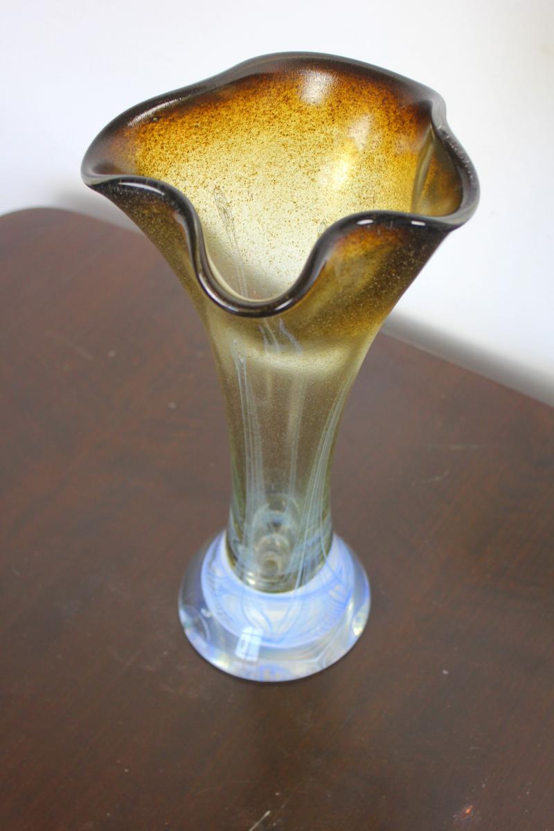 Vase art déco en verre par Adam Jablonski 1960s