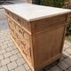 Solid oak chest of drawers with a marble top and original mirror.