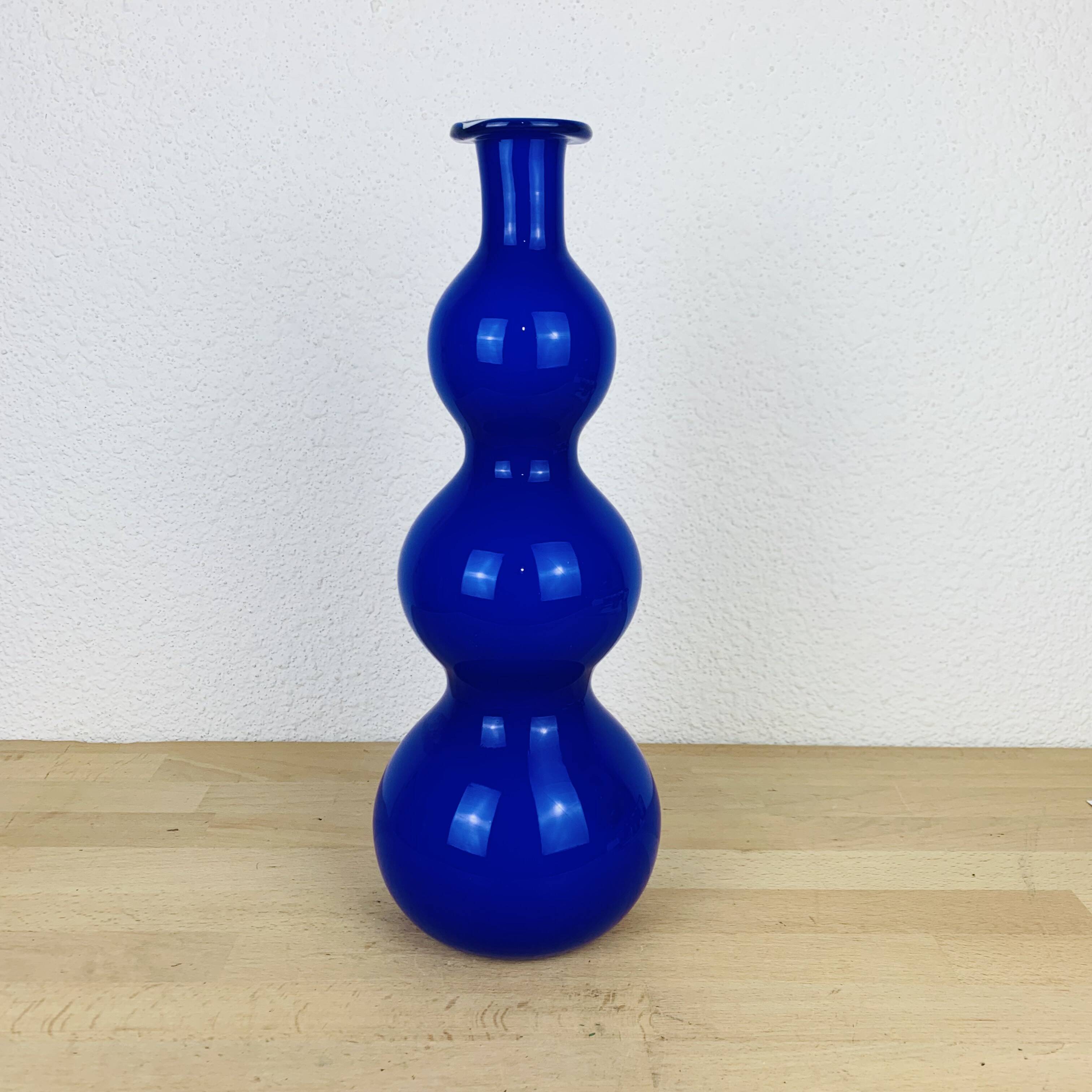 Scandinavian cobalt blue glass vase 40 cm