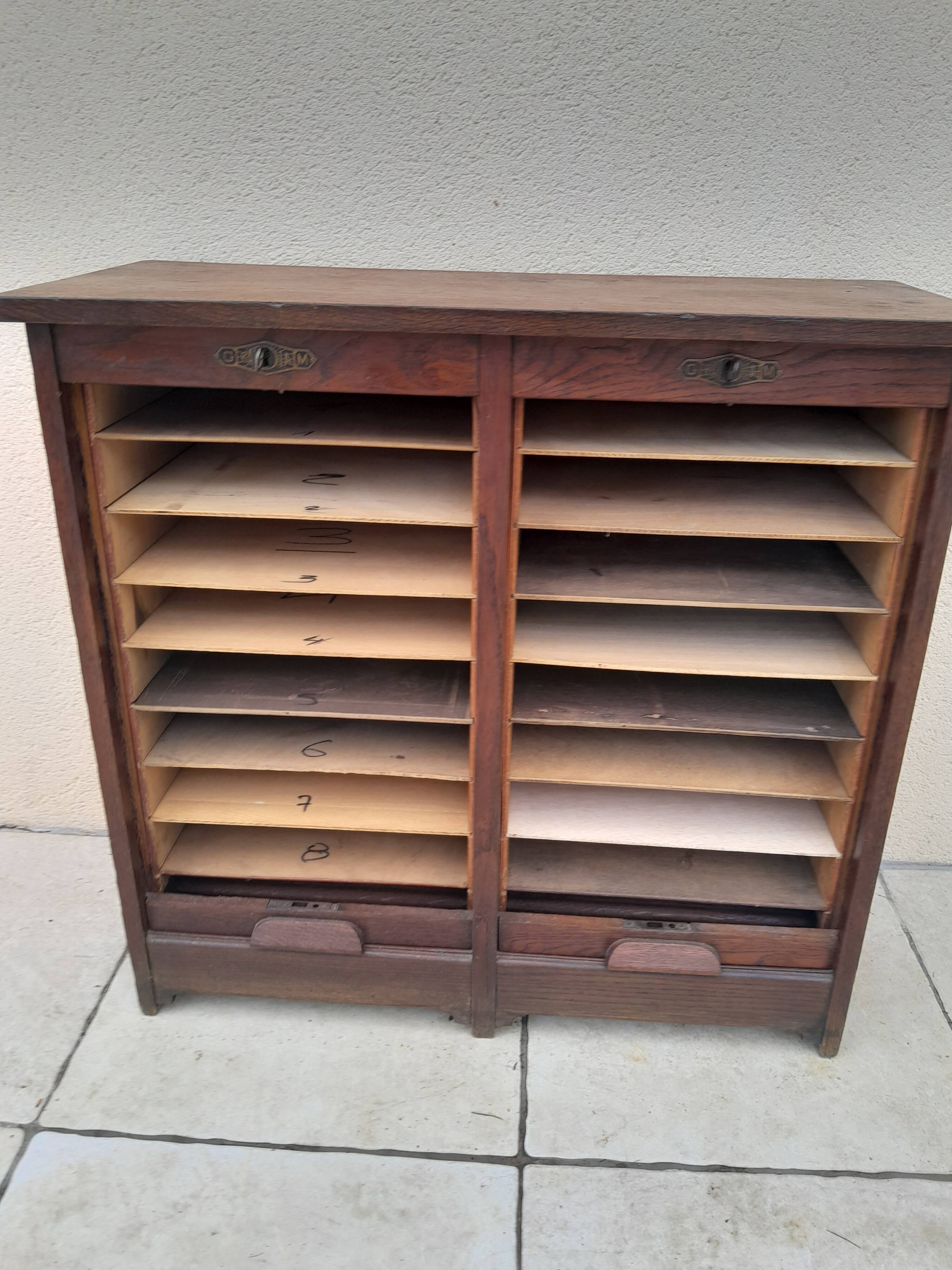 Document storage cabinet with curtains g. moreux radia year 1920 old office