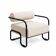 Modernist lounge chair in beige corduroy.
