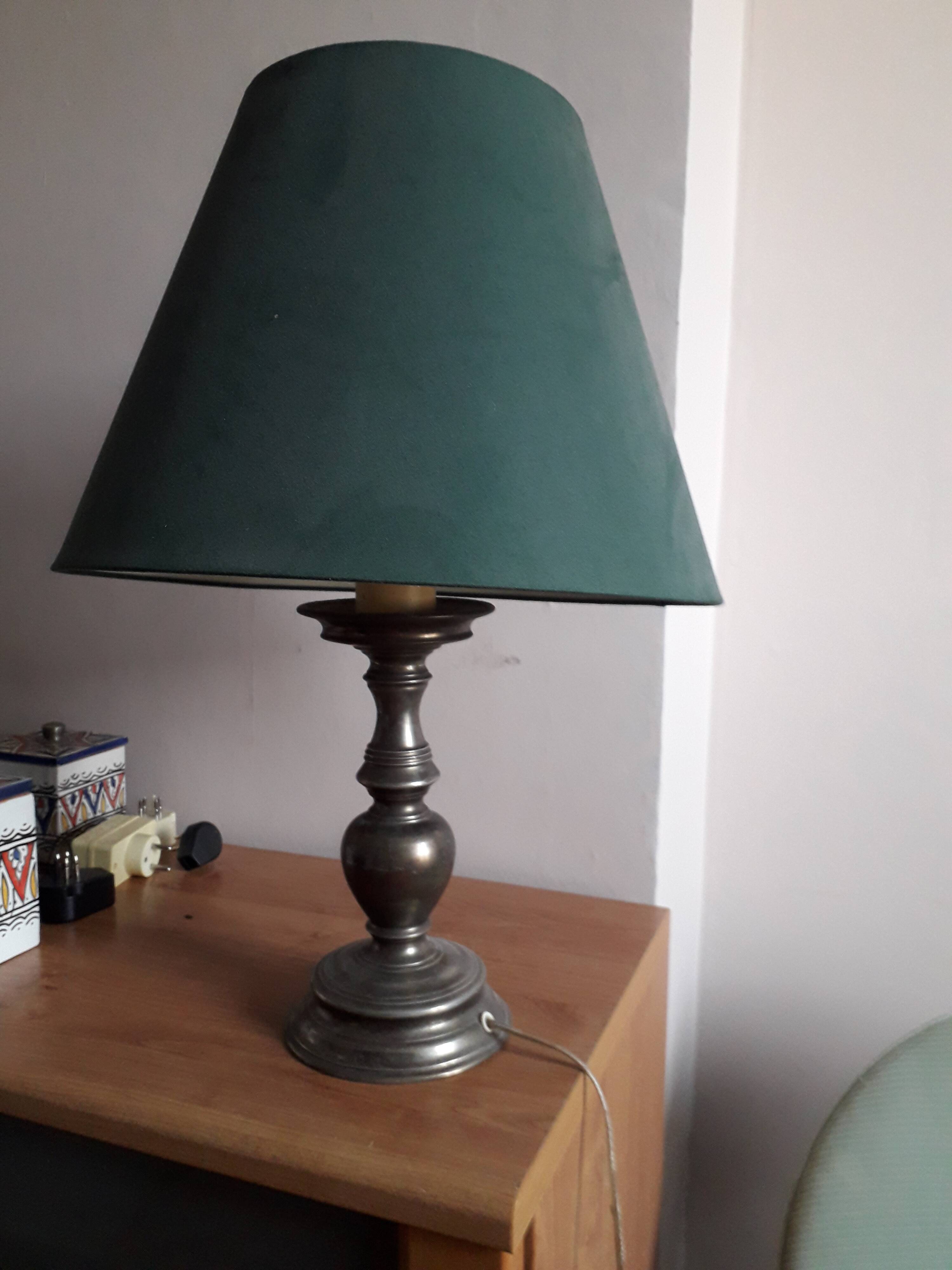 Pewter lamps foot height 36cm foot diameter 14 cm
