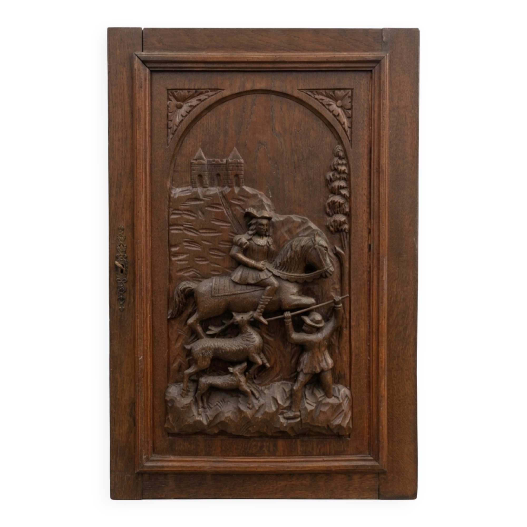 Carved oak solid wood door