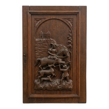 Carved oak solid wood door