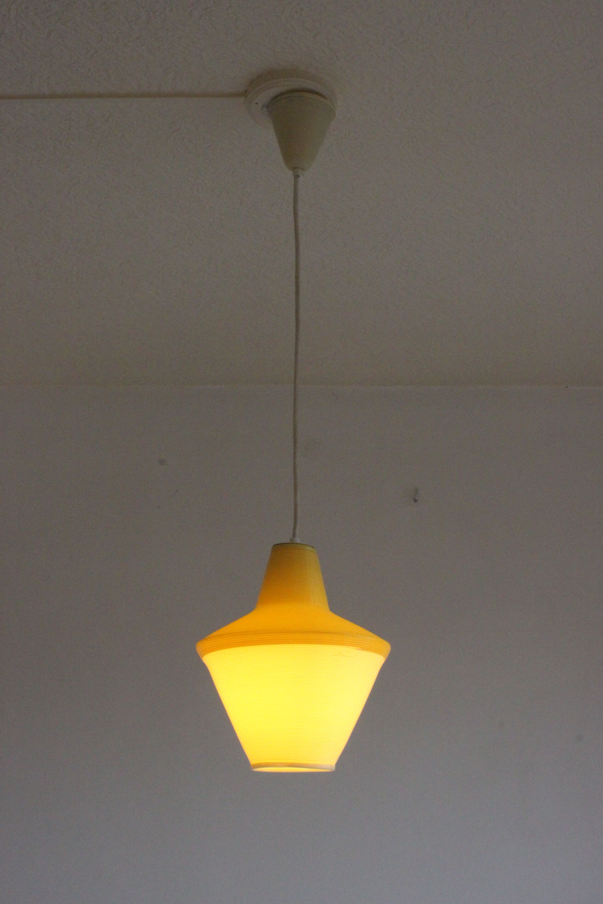 Early plastics cellulose pendant lamp by Atelier de recherche plastique and Rotaflex 1950s.