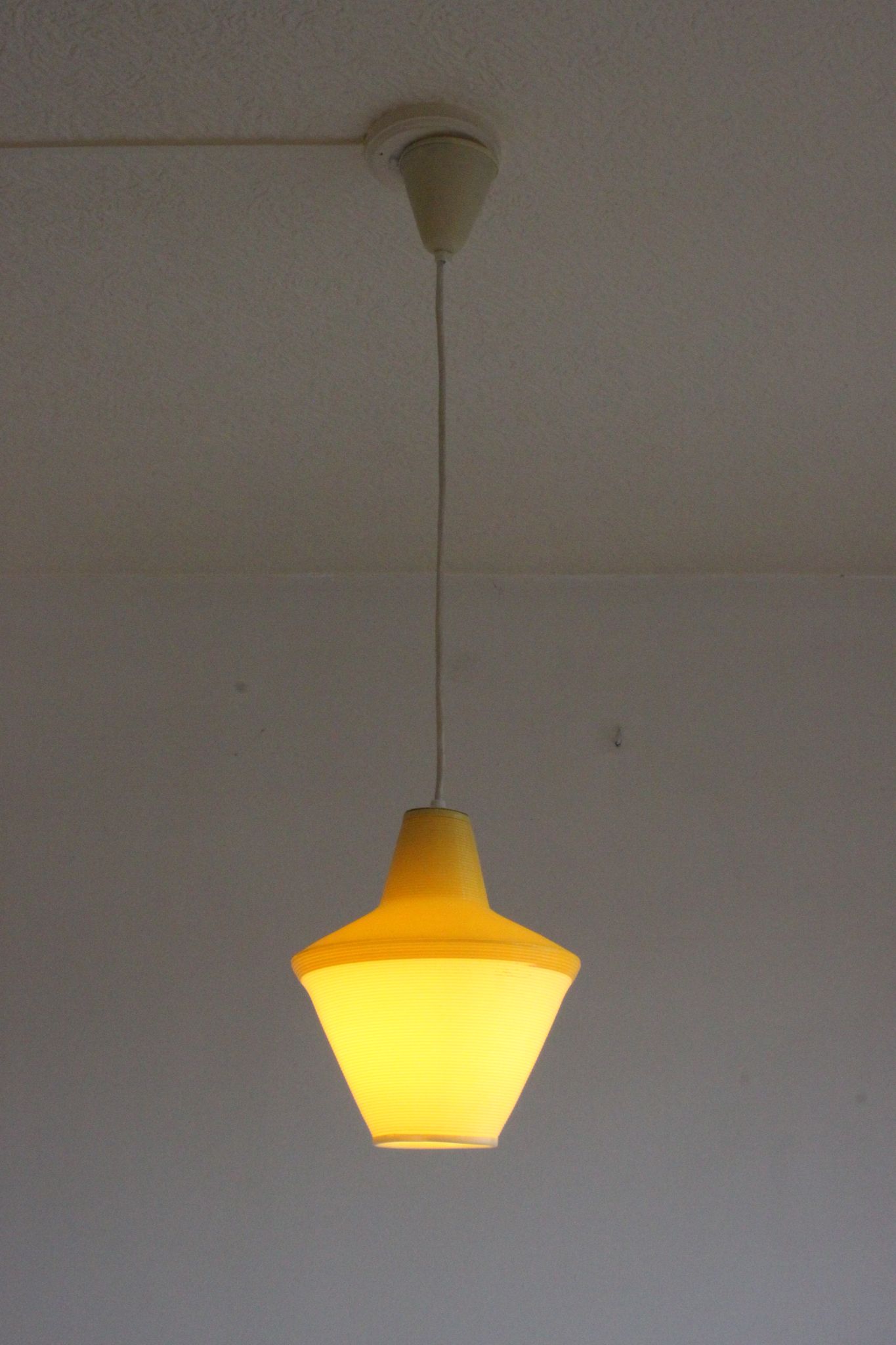 Early plastics cellulose pendant lamp by Atelier de recherche plastique and Rotaflex 1950s.