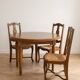 Ensemble table ronde et 6 chaises paillées en bois massif