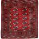 Tapis vintage fait main Tekke en laine rouge (109cm x 112cm) – Années 1970