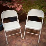 Duo de chaises pliantes en acier années 1980