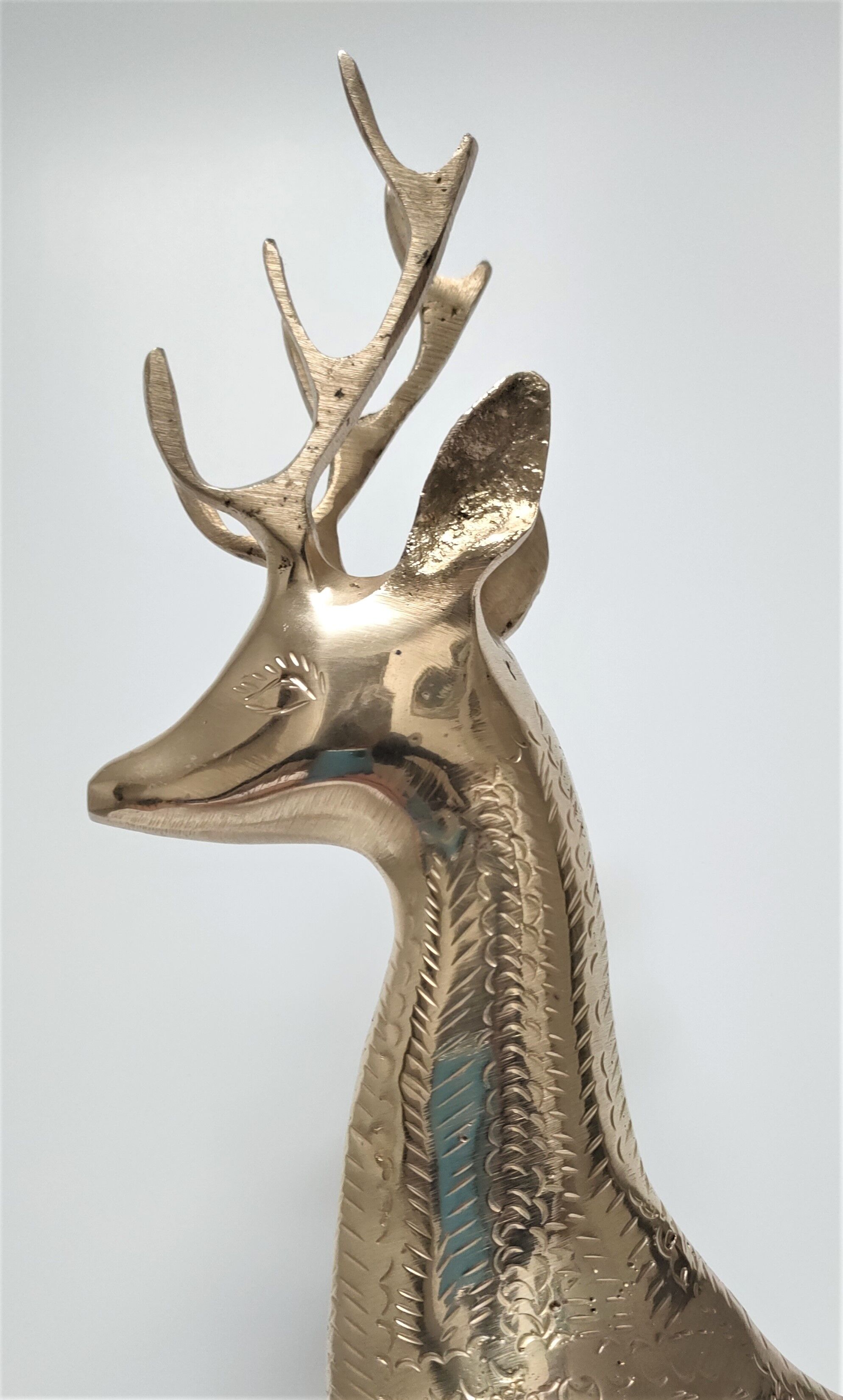 Cerf laiton massif stylisé vintage hauteur 38 cm