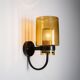 Pair of black metal wall lamps with yellow shades and inner diffuser