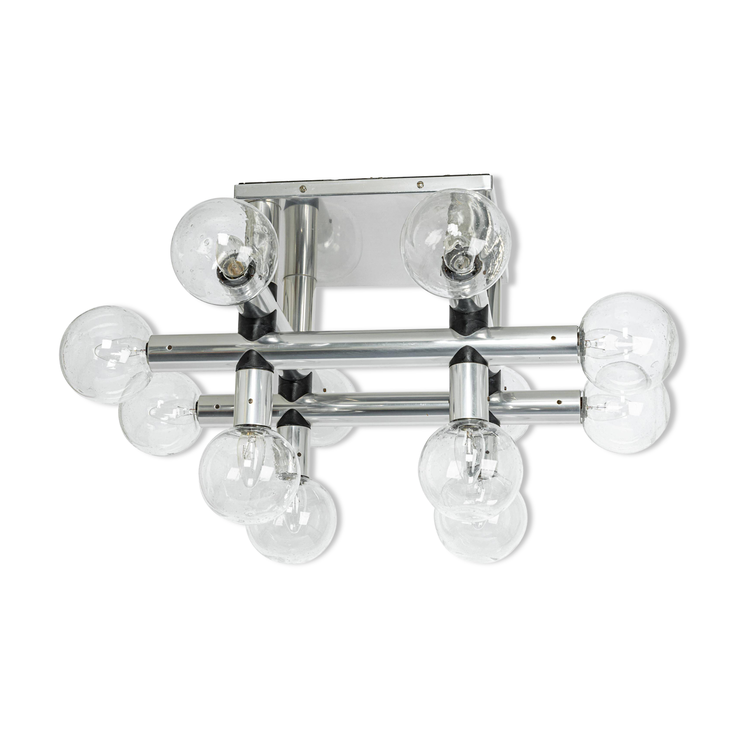 Large Sputnik atomium chrome suspension light by Kalmar, Austria, 1970s.