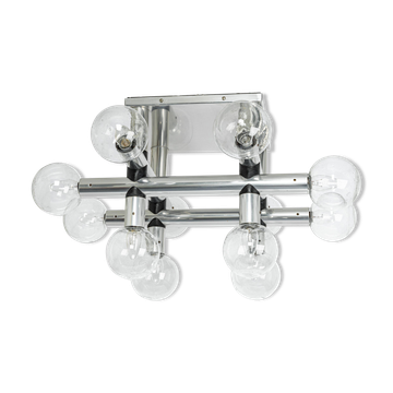 Large Sputnik atomium chrome suspension light by Kalmar, Austria, 1970s.