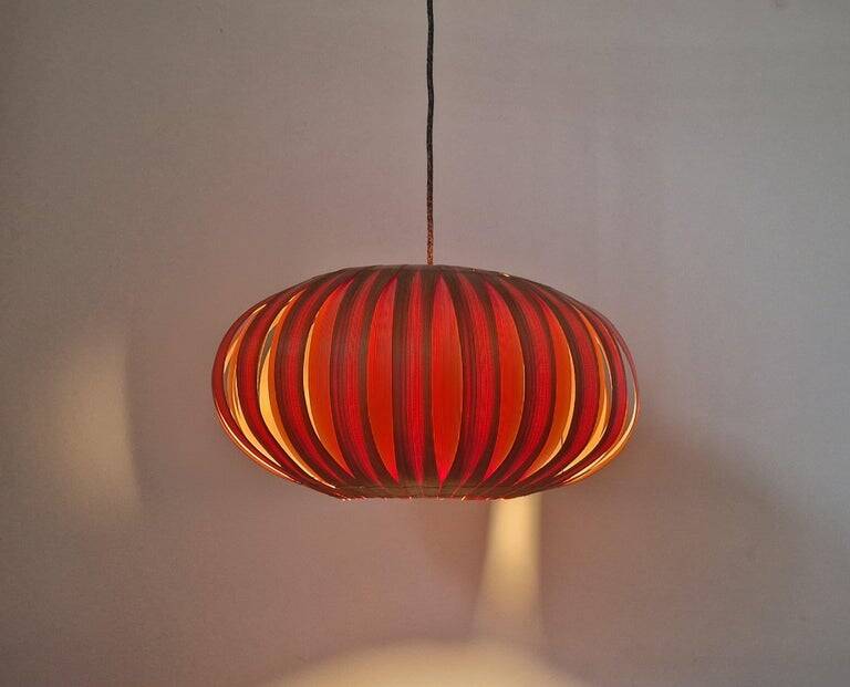 Large Rare Midcentury Veneer Pendant ULUV, 1960s