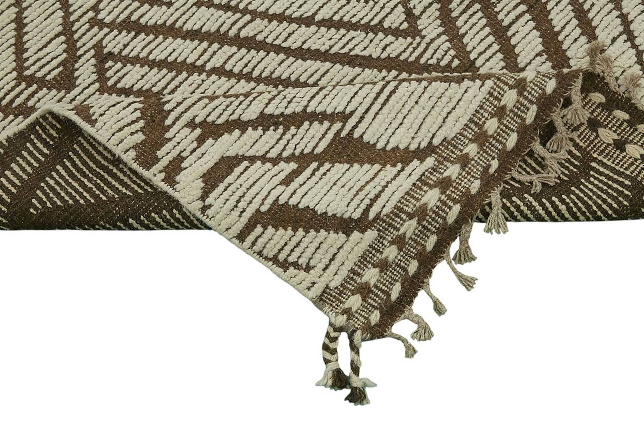 Handwoven Tribal One of a Kind 272 cm x 375 cm Beige Wool Carpet