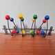 Vintage wall coat rack with 8 hooks in metal and wood (4 available), 1960s