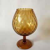 Pair of faceted amber glass vases from the 70s