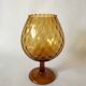 Paire de vases en verre ambré facetté années 70