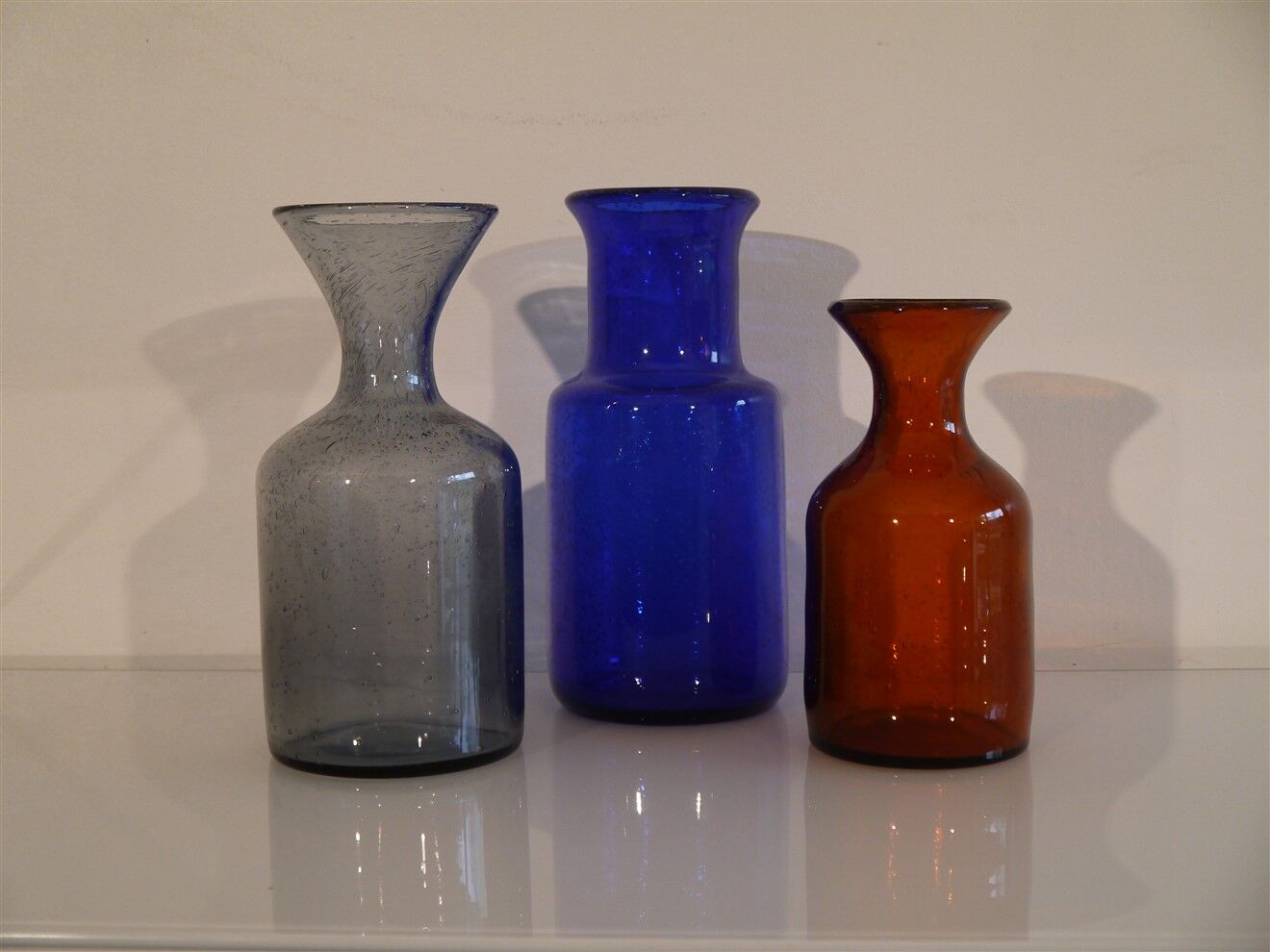 Series of 3 vintage glass vases by Erik Hoglund