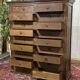 Notary's cabinet with 18 drawers in oak and fir from the early 20th century.