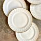 6 flat plates in white and golden Limoges porcelain, Verlaine service